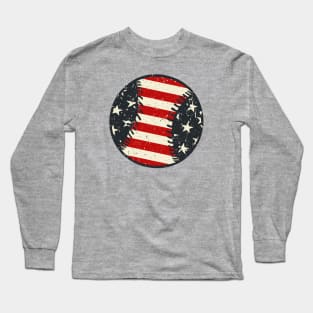 Vintage Baseball American Flag Long Sleeve T-Shirt